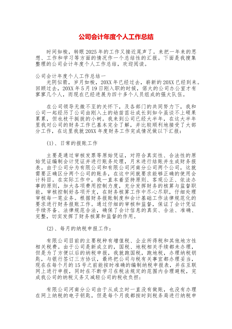 公司会计年度个人工作总结_第1页