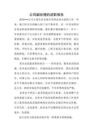 公司副经理的述职报告