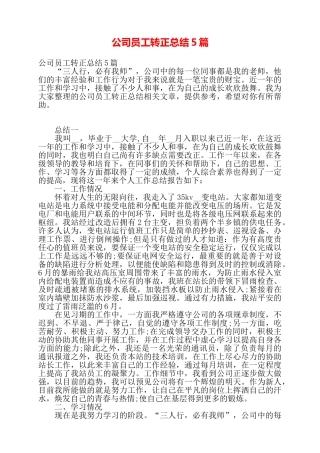 公司员工转正总结5篇——
