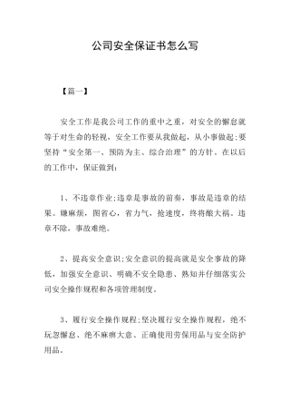 公司安全保证书怎么写