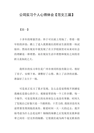 公司实习个人心得体会