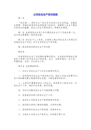 公司安全生产责任制度