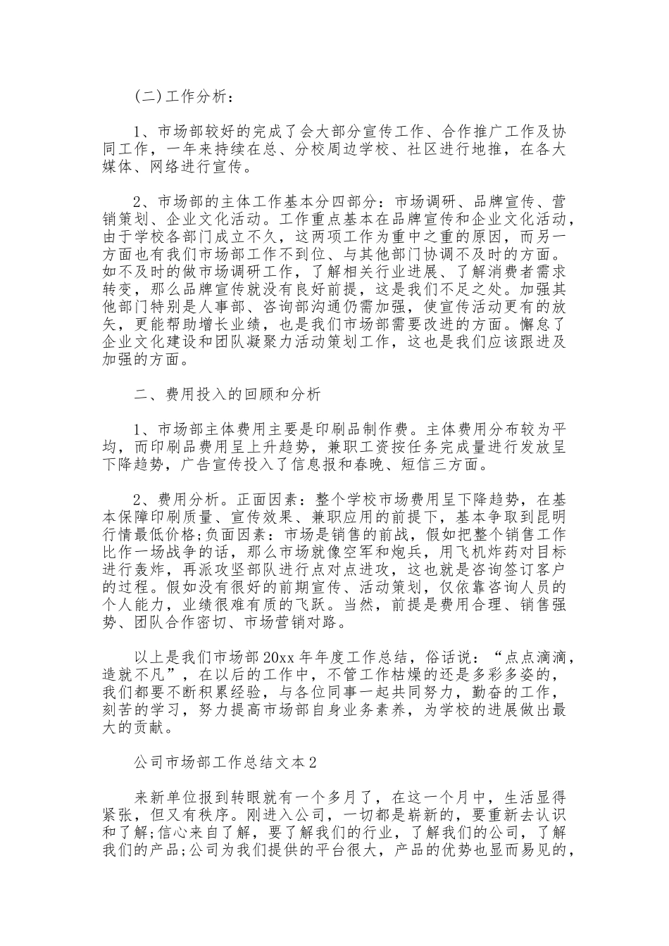 公司市场部工作总结文本_第2页