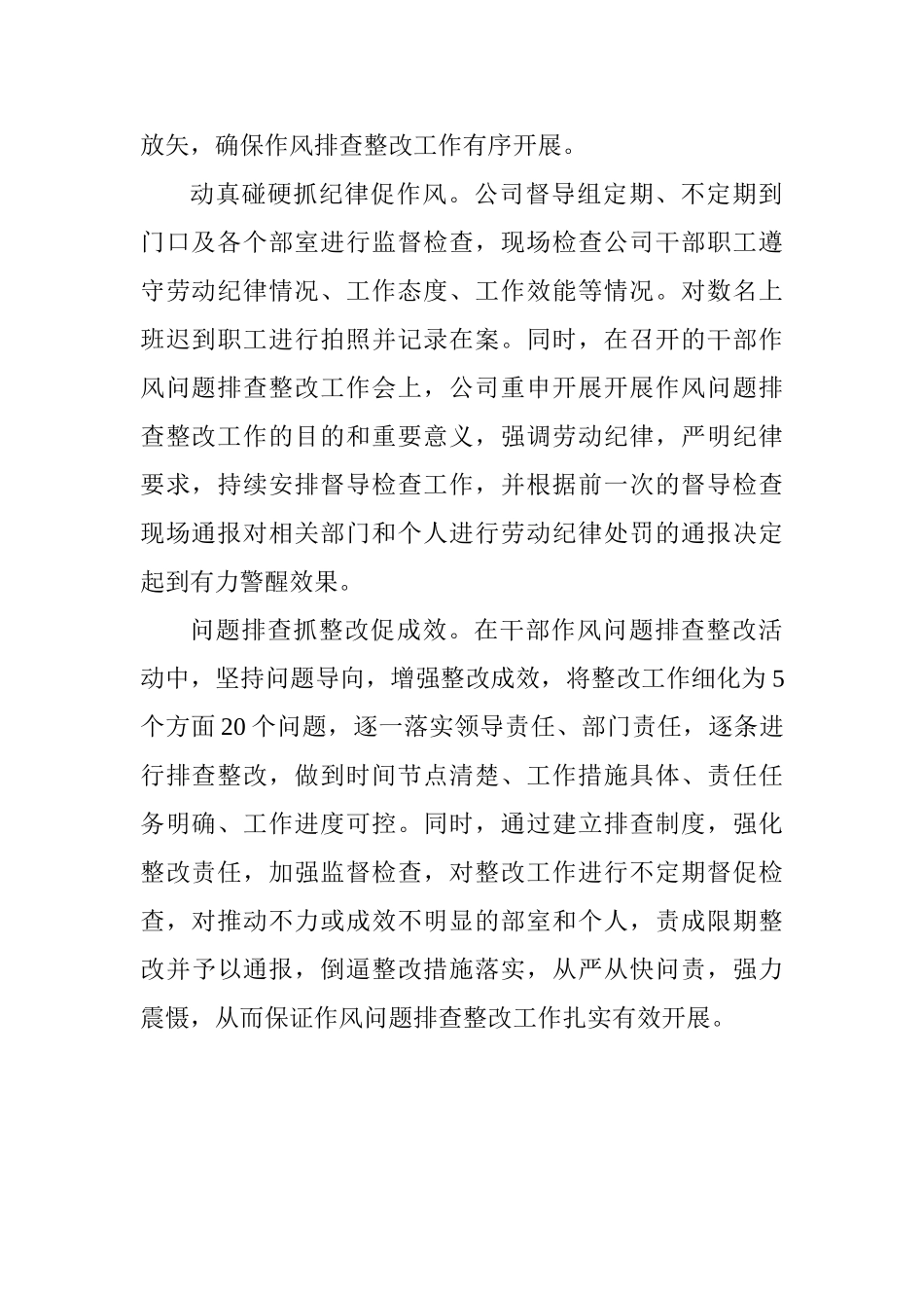 公司干部作风问题排查整改工作情况汇报_第2页