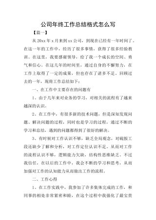公司年终工作总结格式怎么写