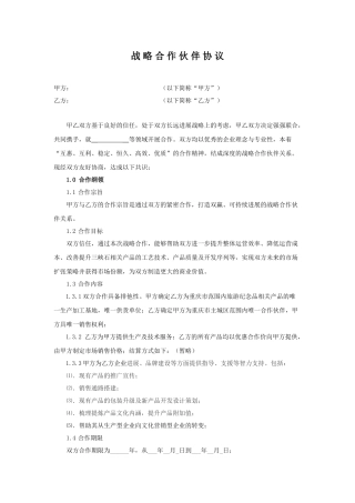 公司战略合作协议(标准版)