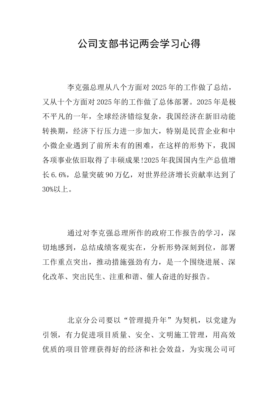 公司支部书记两会学习心得_第1页