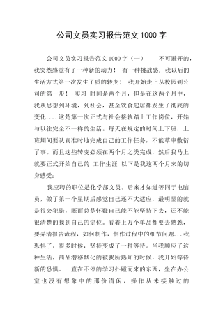 公司文员实习报告范文1000字