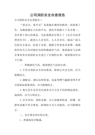 公司消防安全自查报告