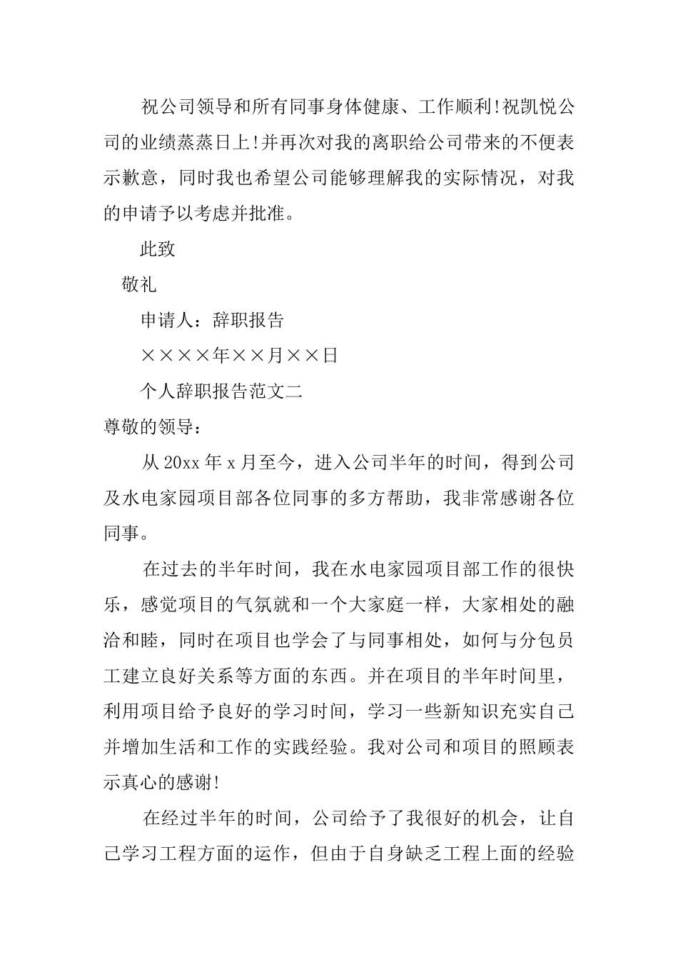 公司的个人辞职报告_第2页