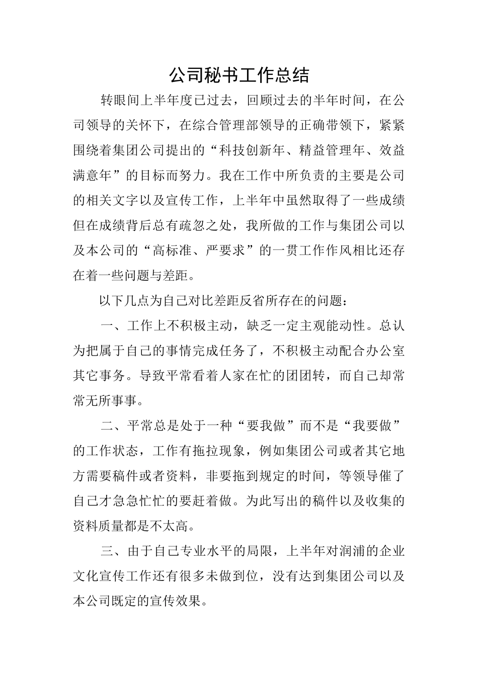 公司秘书工作总结_第1页