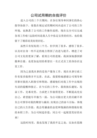公司试用期的自我评价