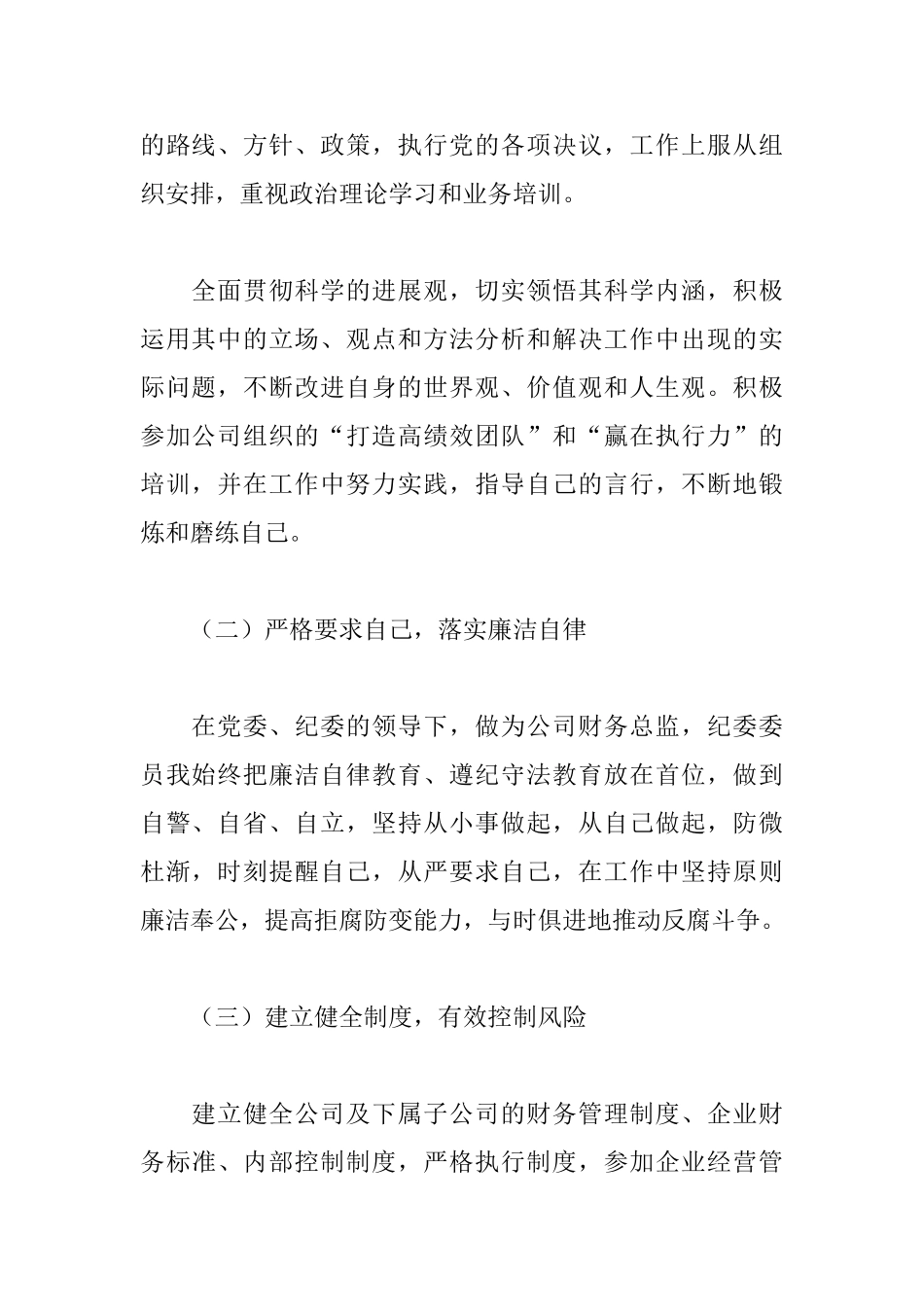 公司财务主管述职报告模板_第2页