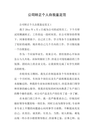 公司转正个人自我鉴定范