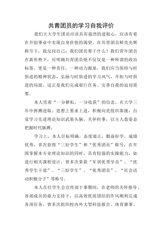 共青团员的学习自我评价