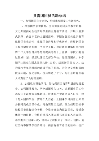 共青团团员活动总结
