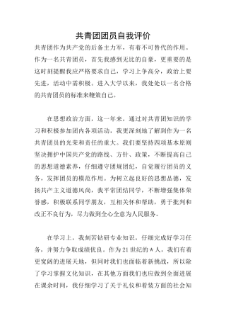 共青团团员自我评价