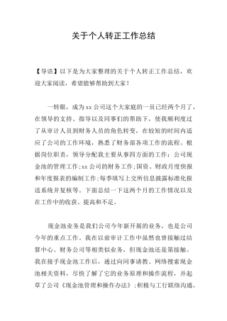 关于个人转正工作总结