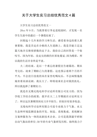 关于大学生实习总结优秀范文4篇