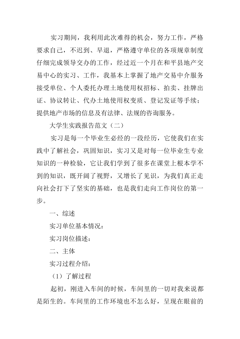 关于大学生实践报告的范文_第2页