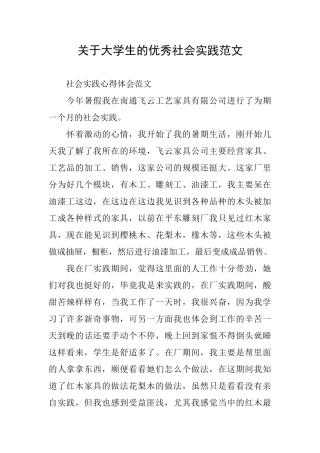 关于大学生的优秀社会实践范文