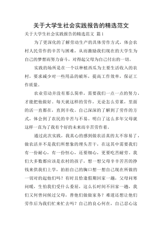 关于大学生社会实践报告的精选范文