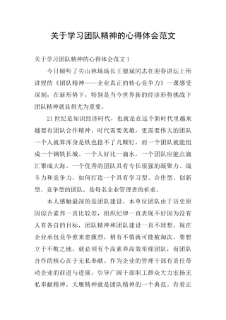 关于学习团队精神的心得体会范文