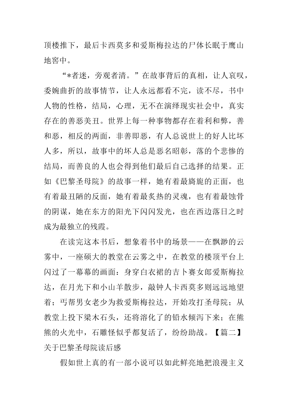 关于巴黎圣母院读后感_第2页
