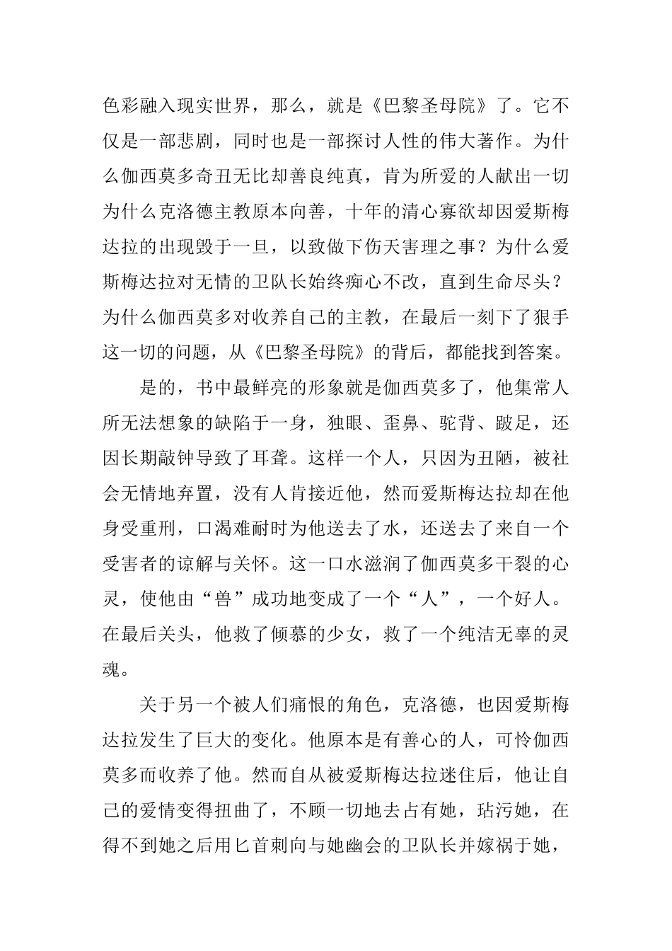 关于巴黎圣母院读后感_第3页