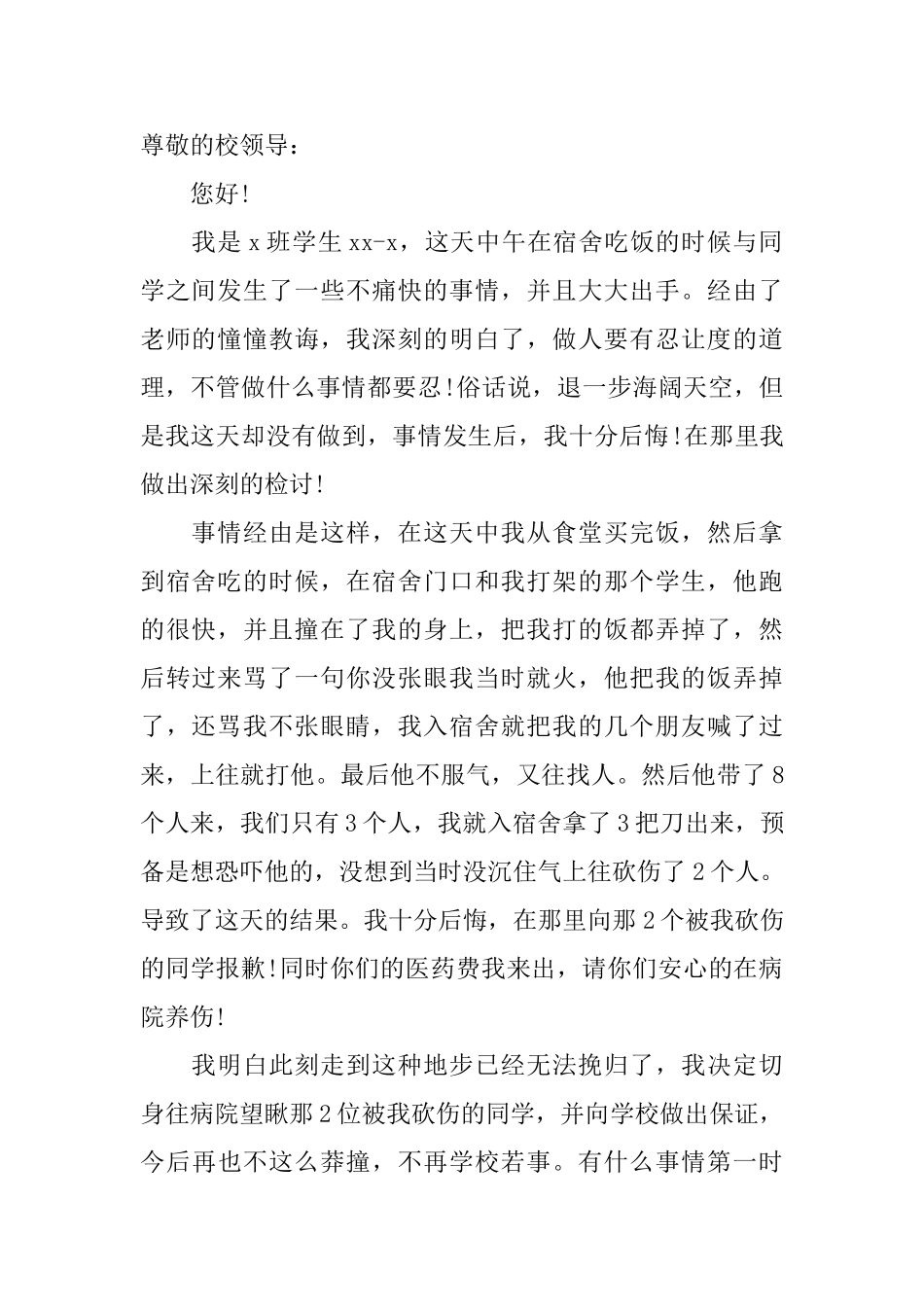 关于打架检讨书_第2页