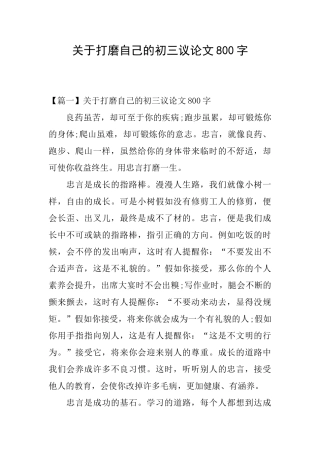 关于打磨自己的初三议论文800字