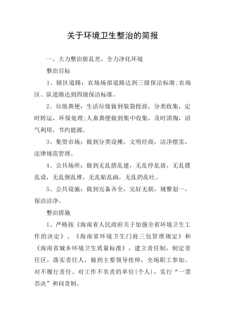 关于环境卫生整治的简报
