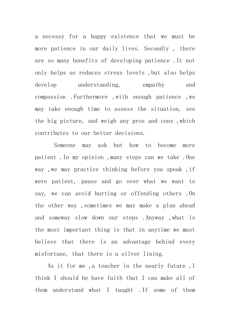 关于耐心的优秀英语演讲稿_第3页