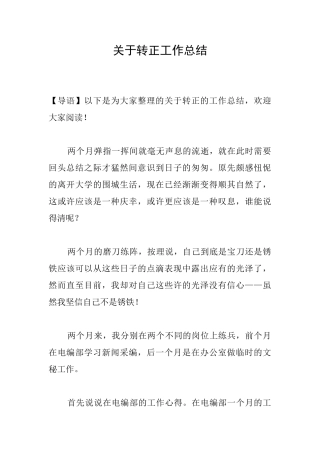 关于转正工作总结