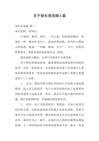 关于部长竞选稿6篇