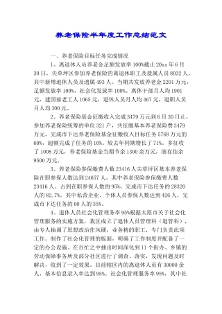 养老保险半年度工作总结范文