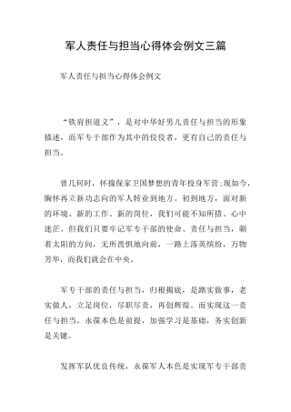 军人责任与担当心得体会例文三篇