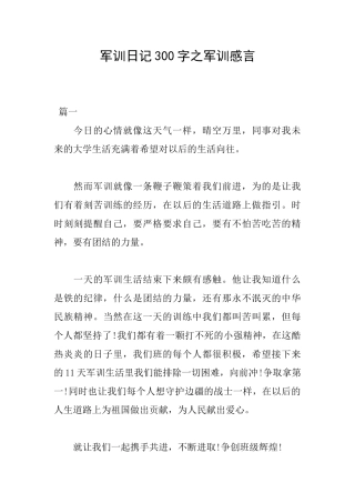 军训日记300字之军训感言