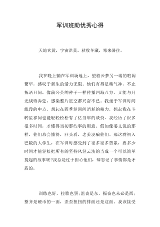 军训班助优秀心得
