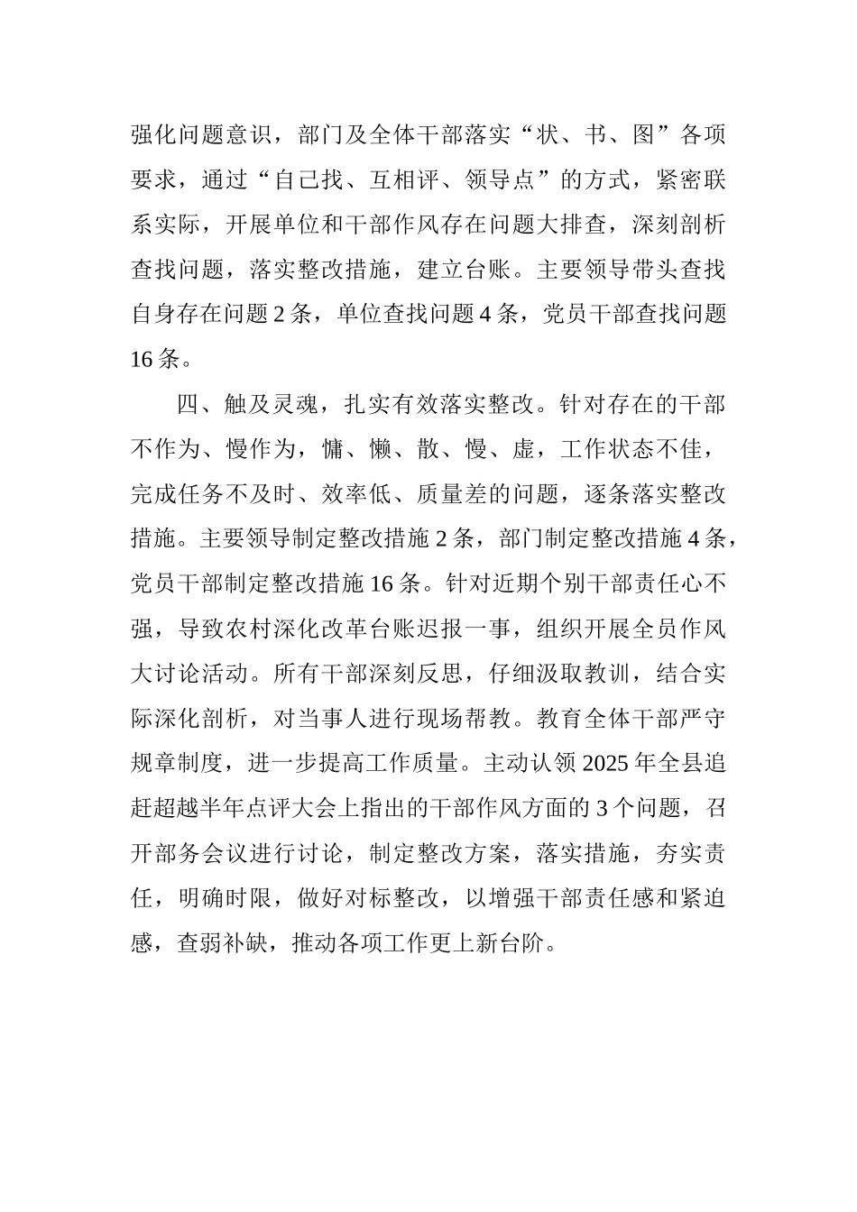 农工部开展干部作风问题自查整改工作情况汇报_第2页