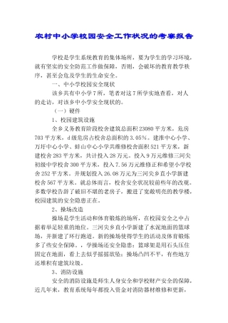 农村中小学校园安全工作状况的考察报告