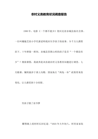 农村义务教育状况调查报告