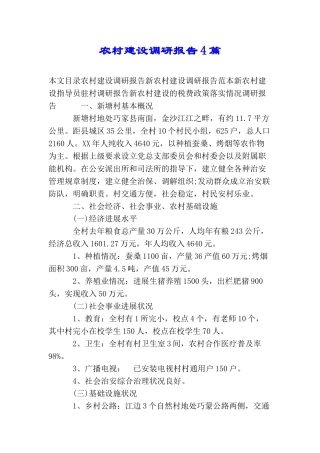 农村建设调研报告4篇