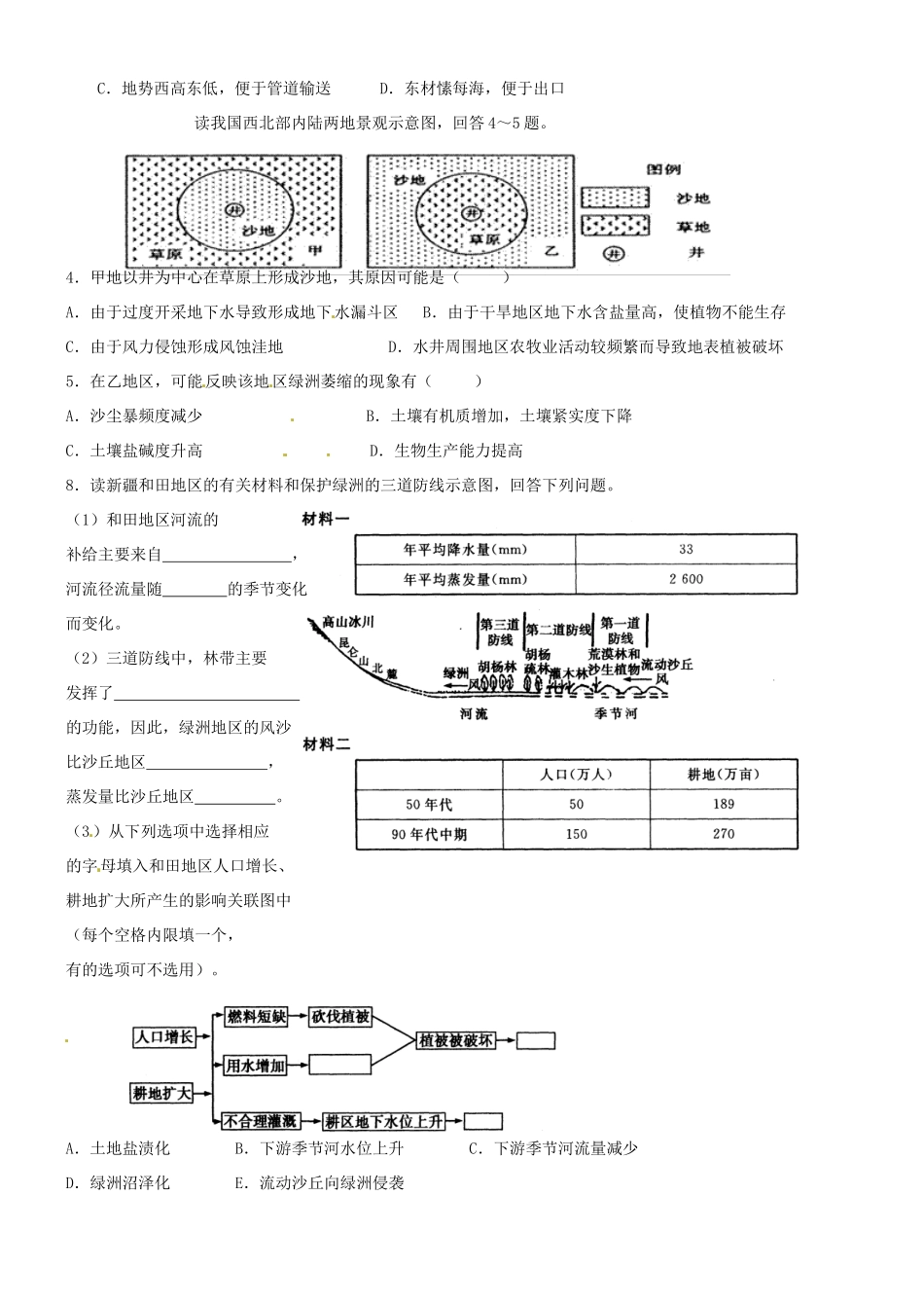 山东省德州市高中地理 第二章第一节 荒漠化的防治 新人教版必修3_第2页
