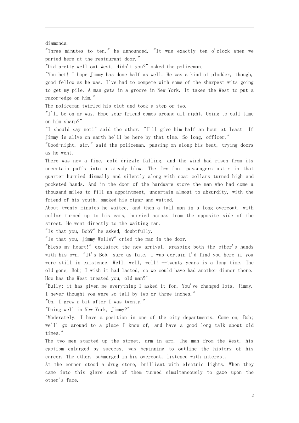 山东省巨野一中2013-2014学年高中英语 欧亨利小说集学案 冀教版必修2_第2页