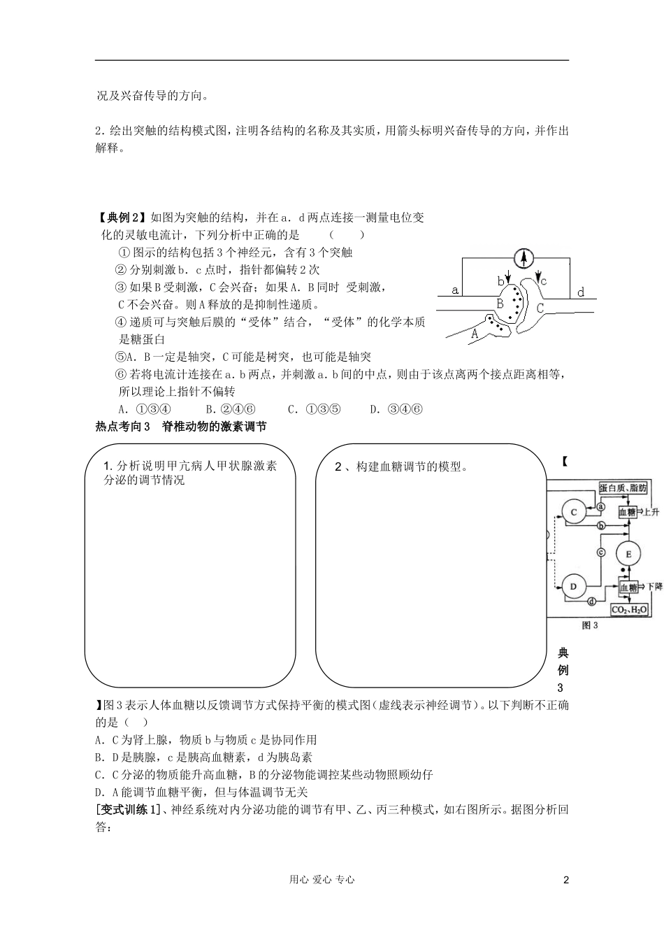山东省崂山二中2012高三生物二轮复习 人和动物生命活动的调节学案_第2页