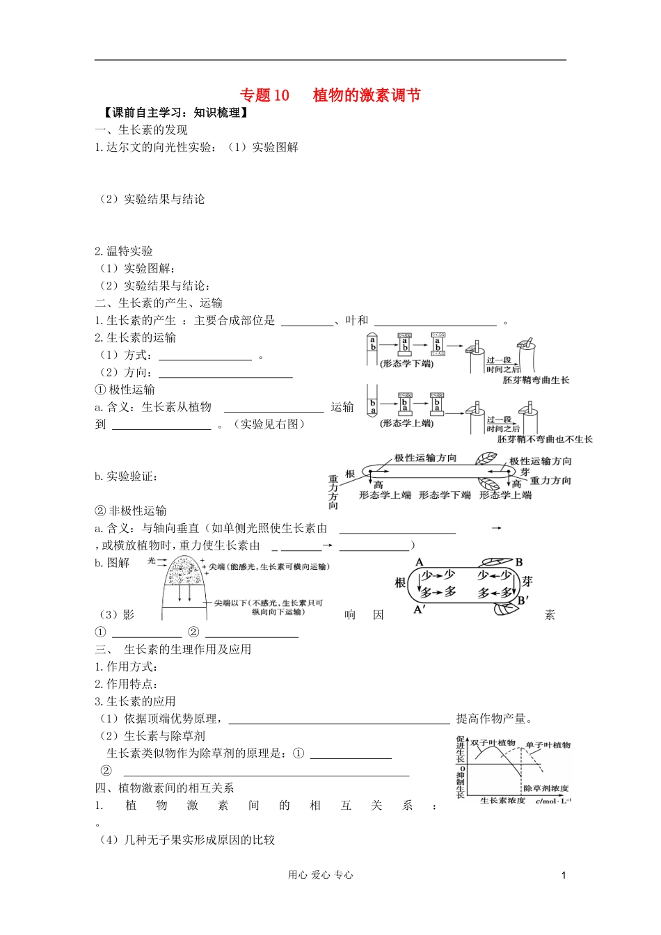 山东省崂山二中2012高三生物二轮复习 生长素学案_第1页