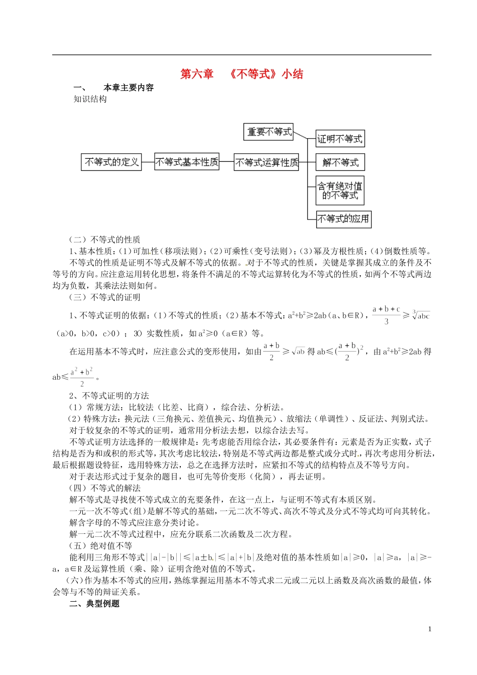 山东省冠县武训高级中学高二数学 第六章《不等式》同步辅导教材_第1页