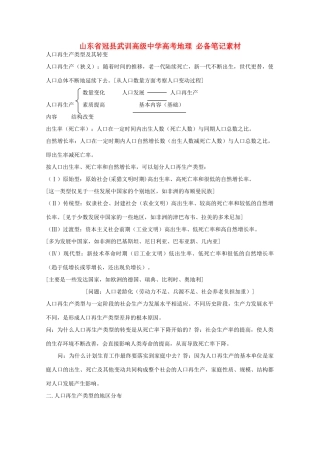 山东省冠县武训高级中学高考地理 必备笔记素材