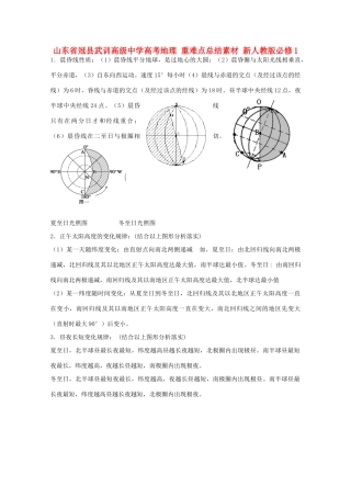 山东省冠县武训高级中学高考地理 重难点总结素材 新人教版必修1